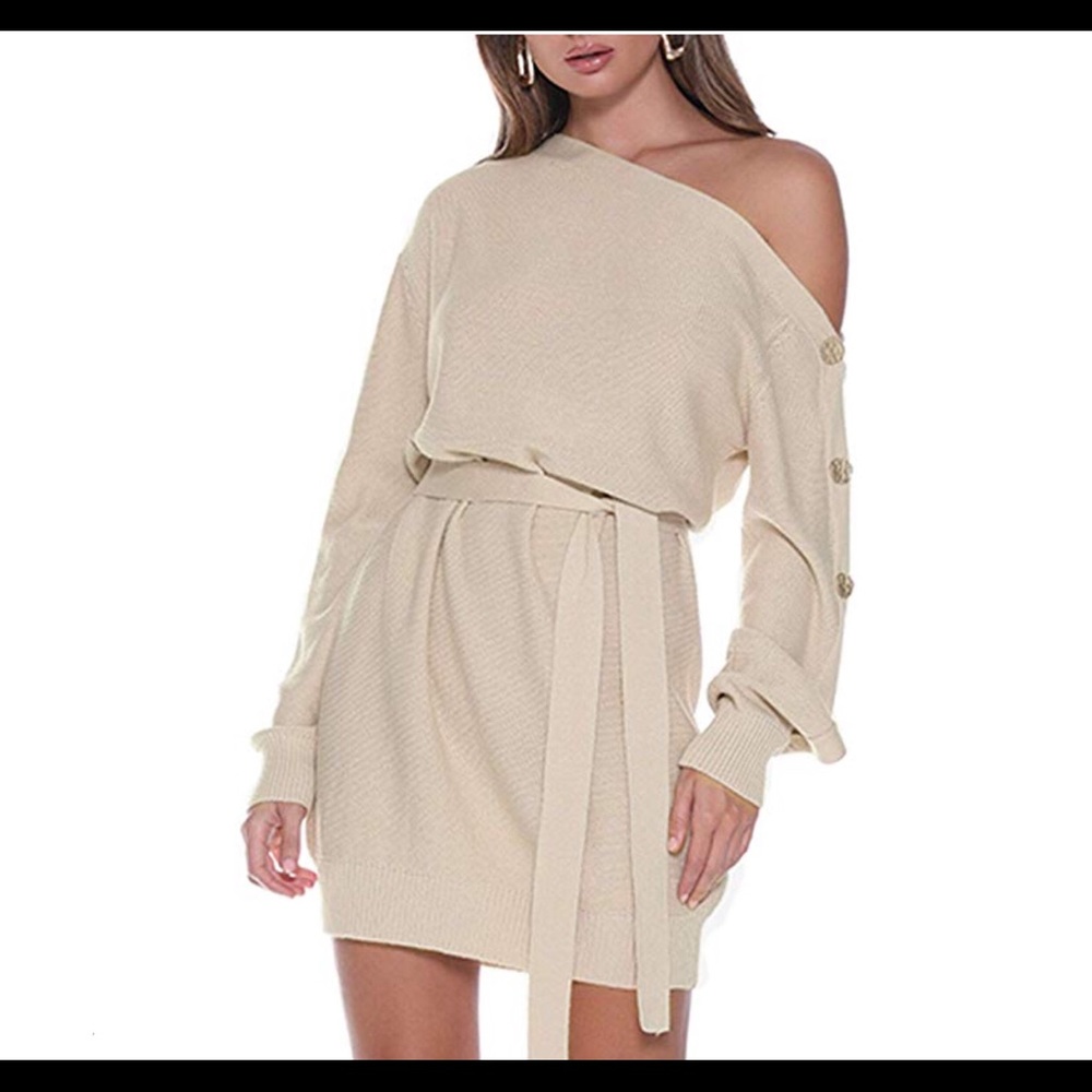 0425 Women's Off Shoulder Long Sleeve Bodycon Mini
